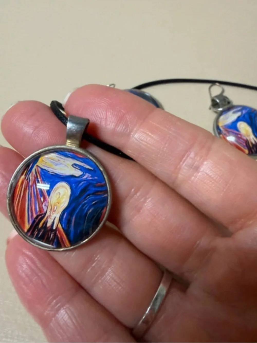 Blue 'The Scream' Art Pendant Necklace - Unbranded